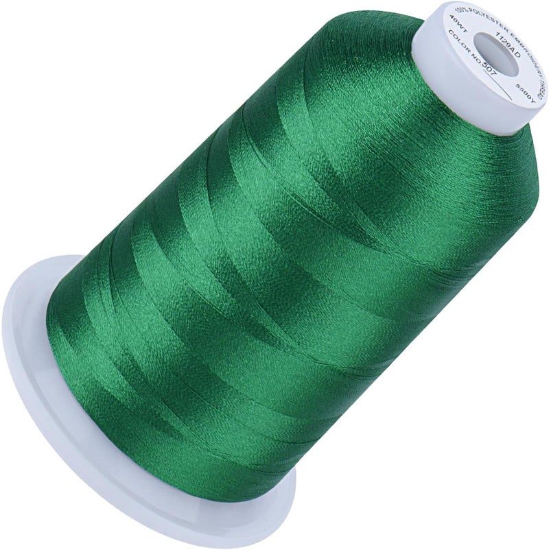 simthread 5500Yds Embroidery Thread, 5000M High-Yardage 40WT 100% Polyester Thread – 170+ Vivid Colors, High-Speed Rated – Compatible with Brother, Singer, Janome & More - Leaf Green 509 - Image 1